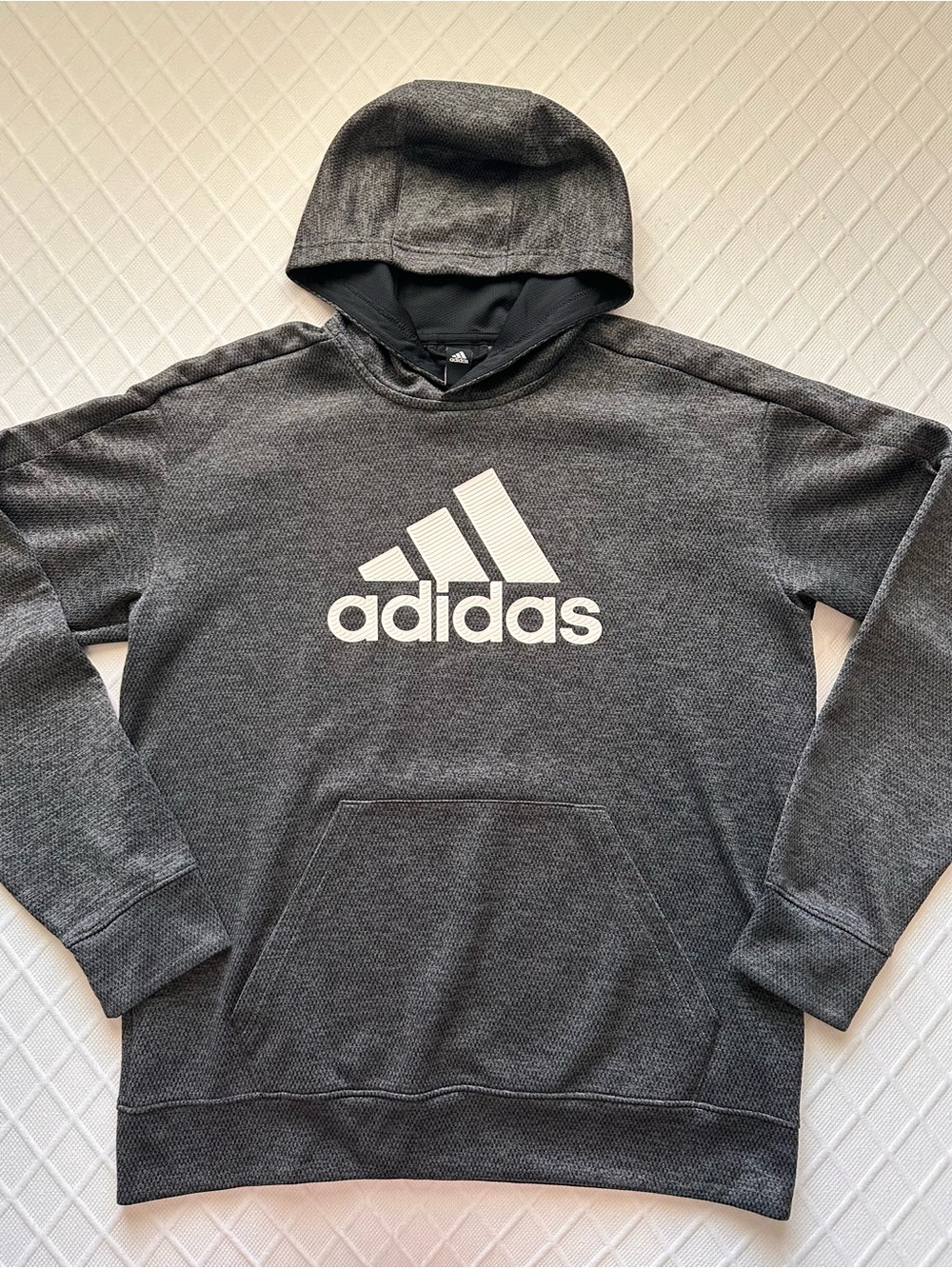 adidas Men’s Charcoal Gray Hoodie with White Logo